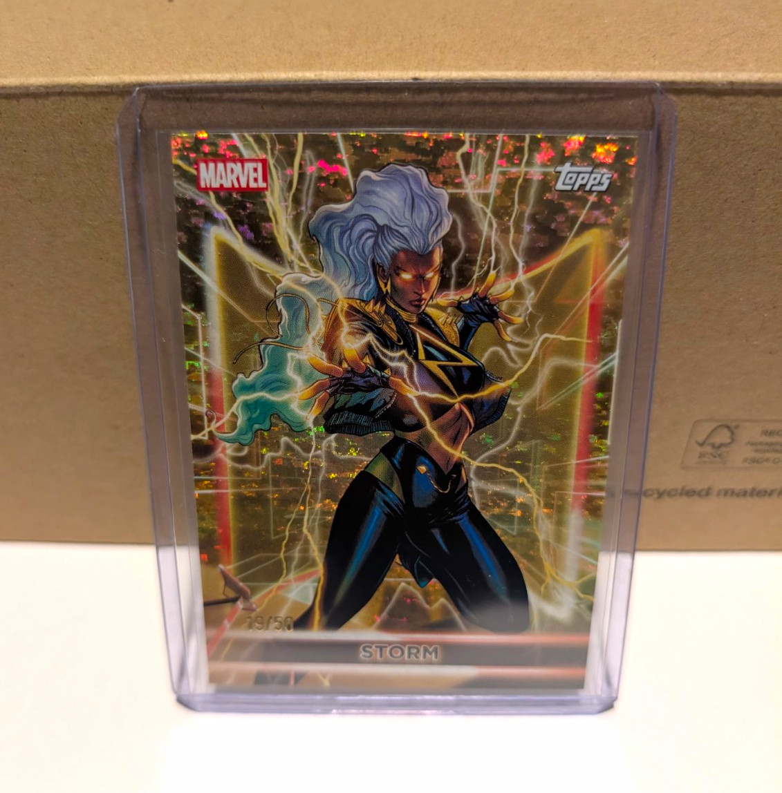 Topps 2023 Marvel X-Men Storm #48 Serial # 19/50 Gold Shimmer Print Run 50