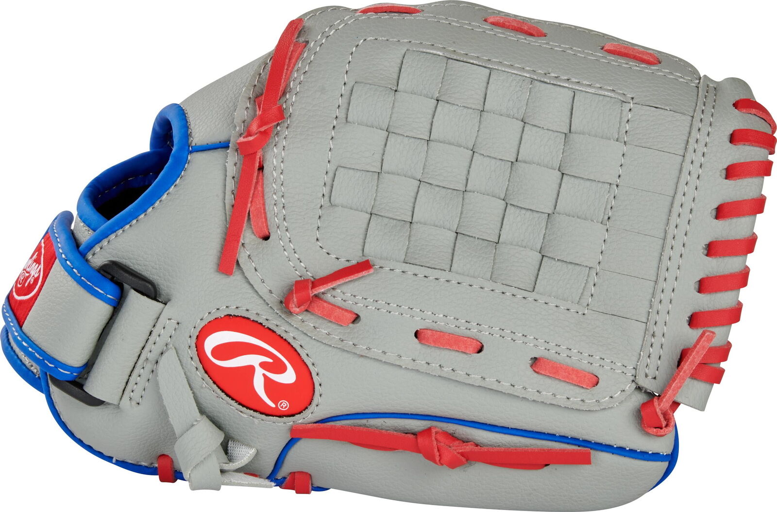 Players Series Youth Tball/Baseball Glove, Gray/Blue/Red, 11.5 inch, Right Hand 