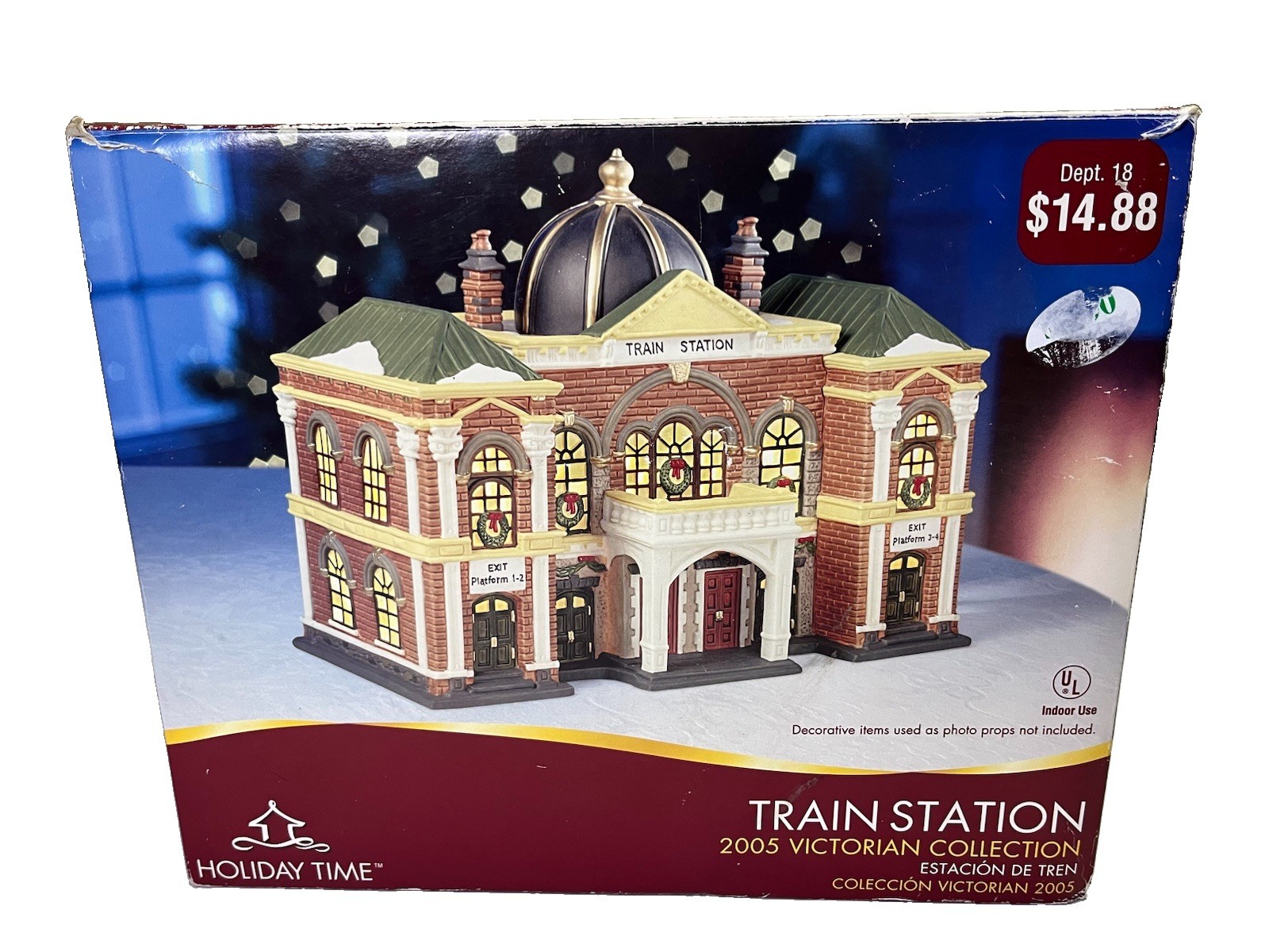 ⁠Holiday Time 2005 Victorian Collection Lighted Train Station Christmas Village 