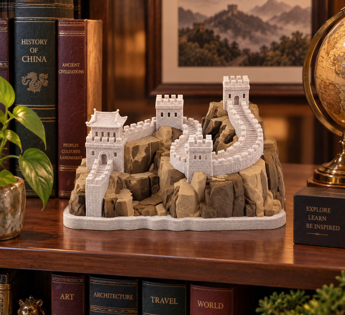 Great Wall of China Model Fortress Mountain Display Decor 3D Printed 