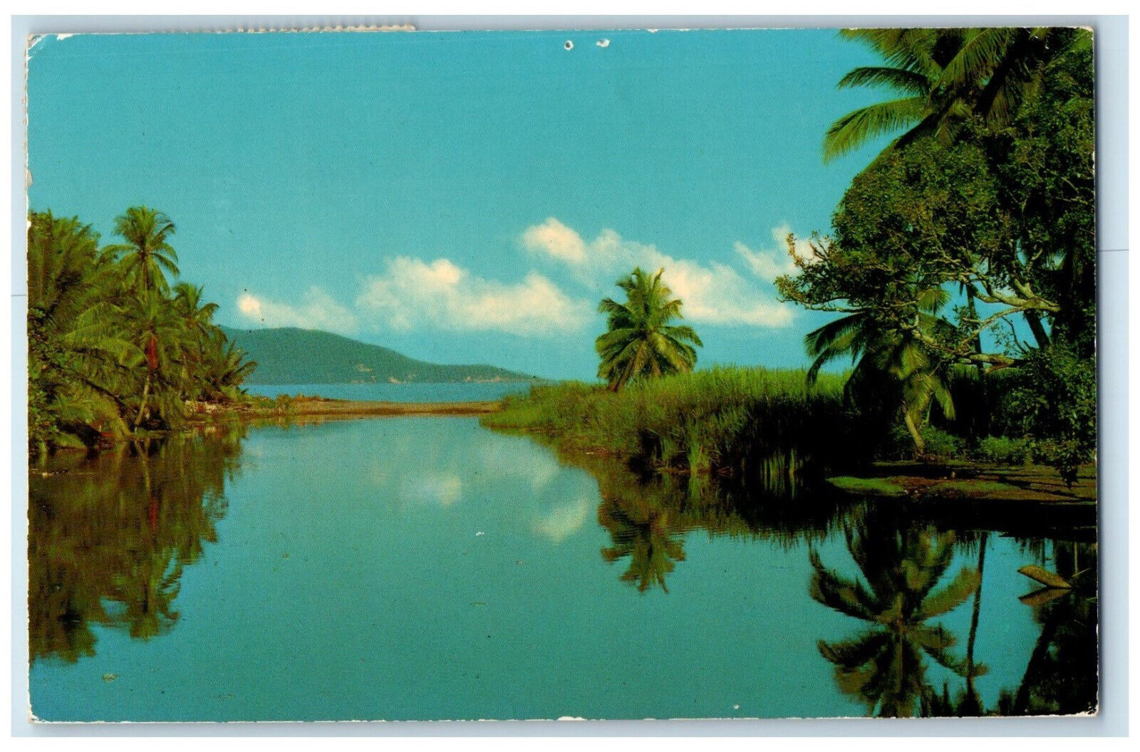 1972 Reflections on Peaceful River Scene Jamaica Posted Vintage Postcard