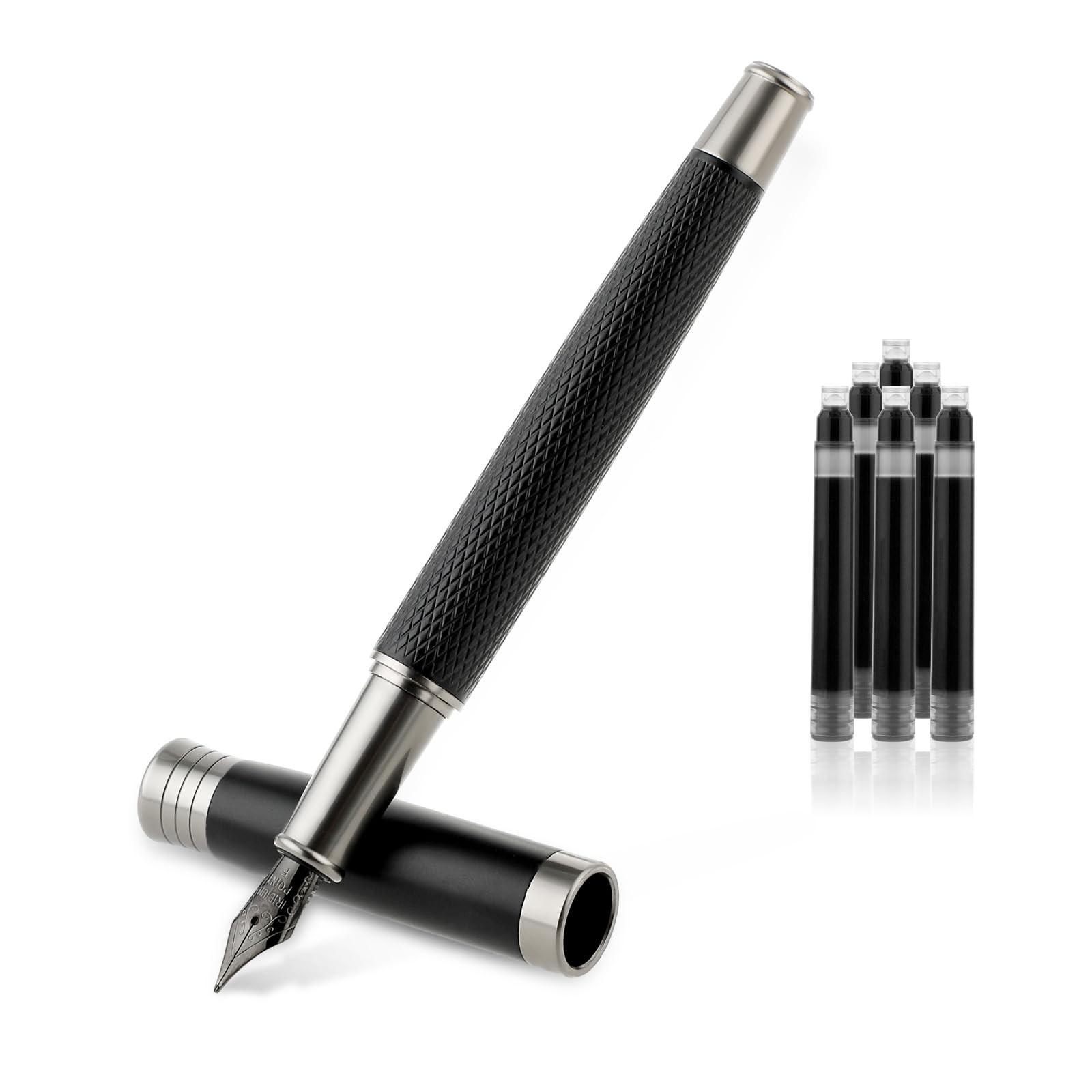 TIESOME Luxury Fountain Pen Set, Metal Fountain Pen with 6 2.6mm Ink Cartridg...