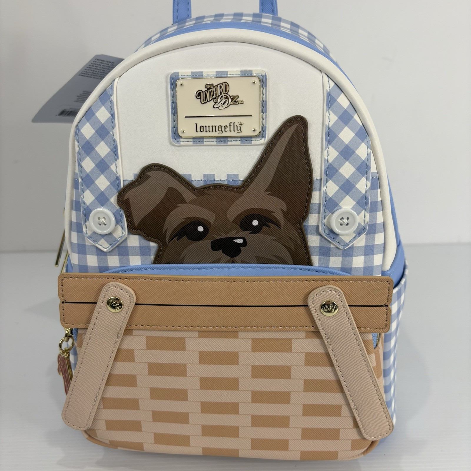 Loungefly Wizard of Oz Toto Blue Gingham Mini Backpack Adjustable Straps BNWT