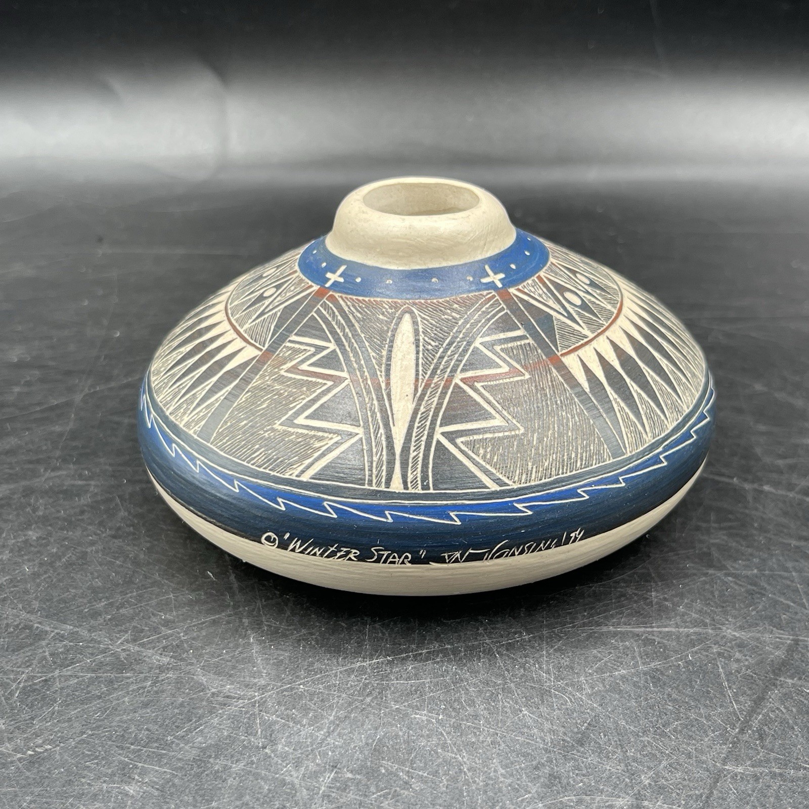 Norman Lansing Ute Mountain Pottery Pot Titled Winter Star Dated 1994 See Pics