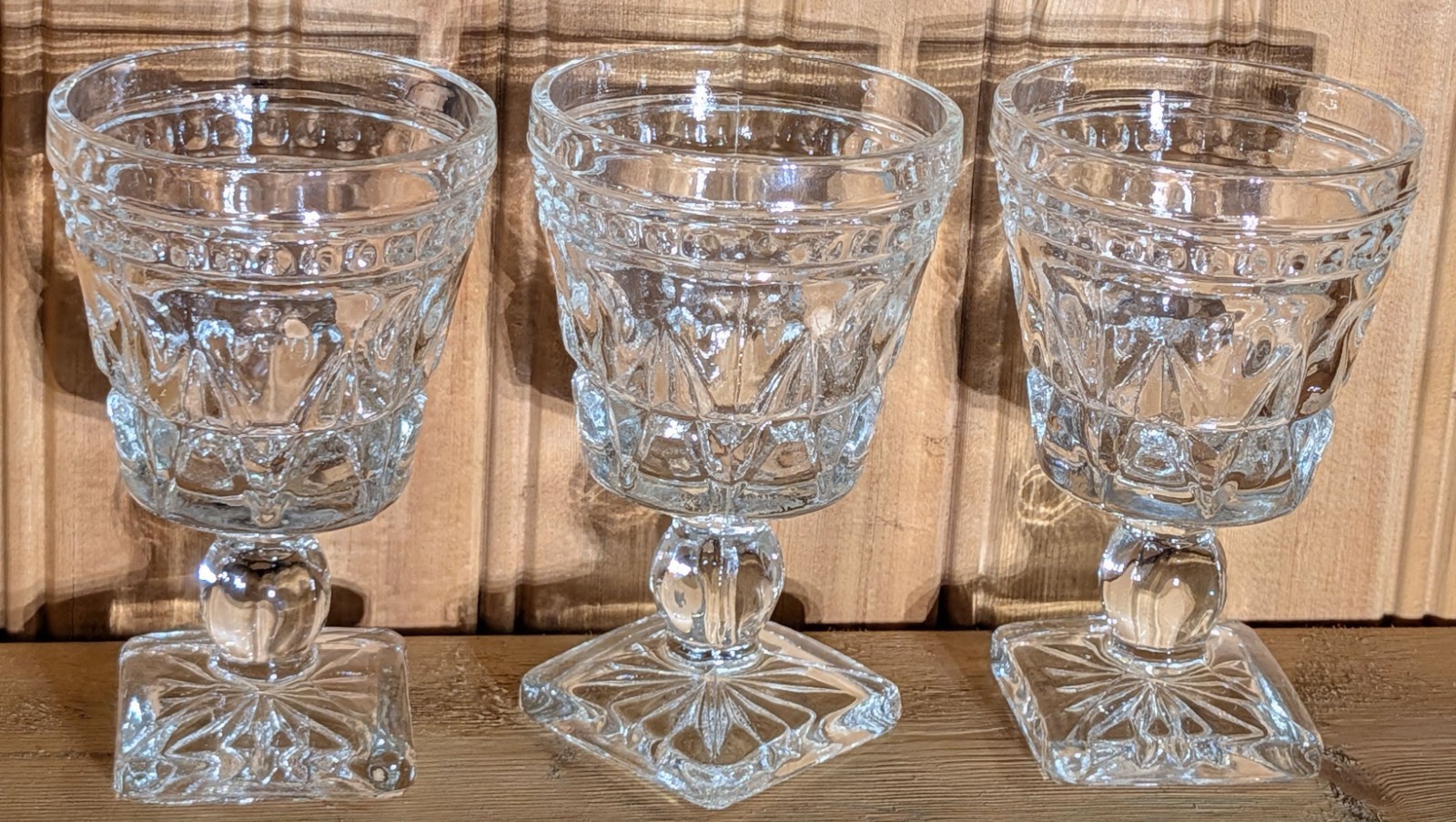 Vintage Indiana Glass Park Lane Small Wine Goblets Cordial Sherry Glasses x3