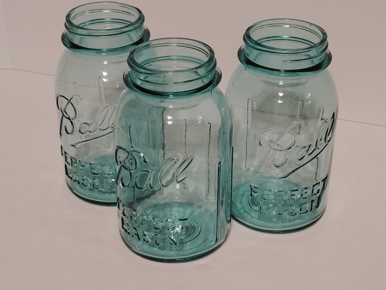Vintage Aqua Blue Ball Perfect Mason Jar 1930s Gripper Ribs Wavy Glass #6 #7 #9