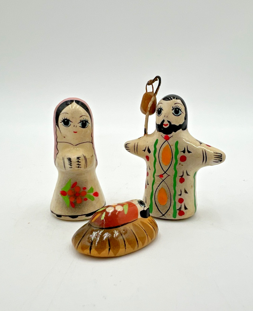 Vintage Mexican Folk Art Nativity Set Mary Joseph Baby Jesus Hand Painted MEX Vintage Mexican Folk Art Nativity Set Mary Joseph Baby Jesus Hand Painted MEX