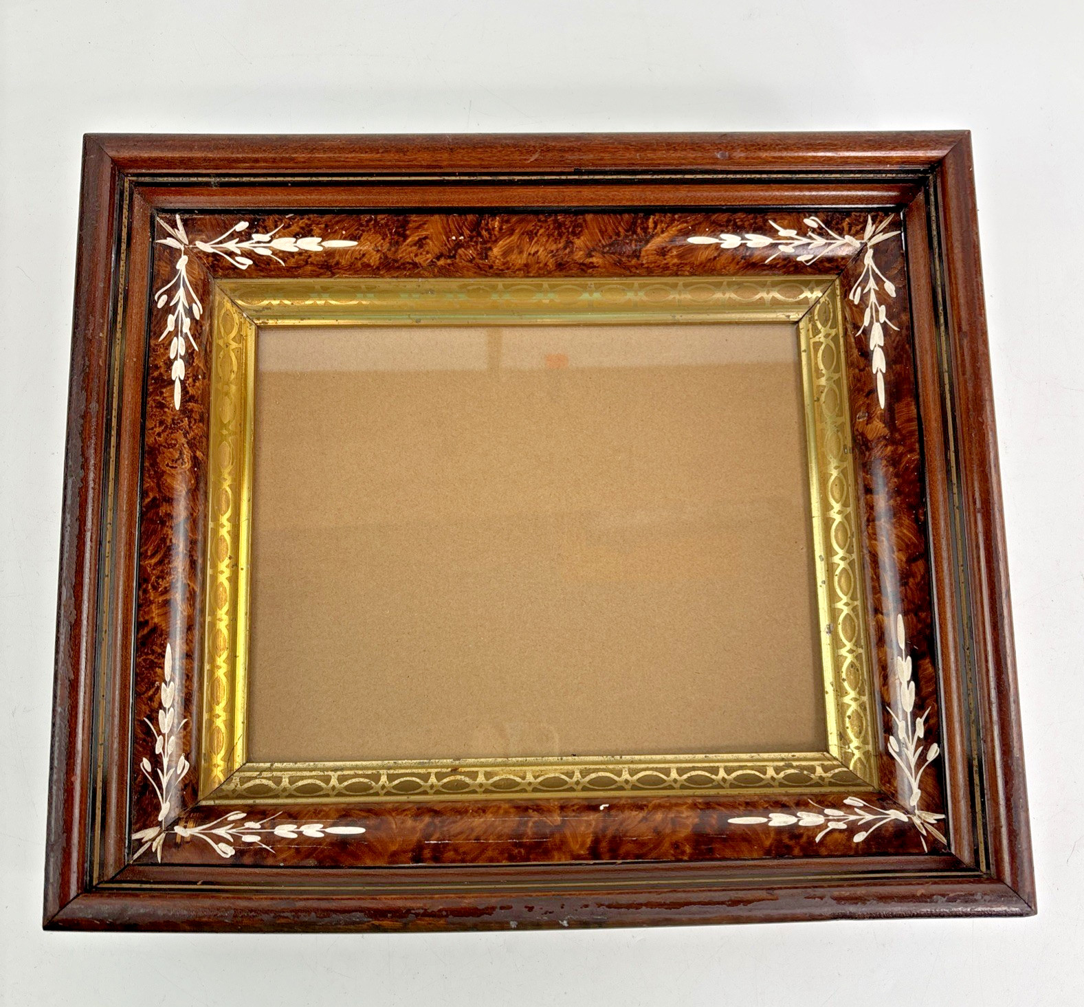 Antique Eastlake Deep Shadow Box Wood Picture Frame w/Glass Holds 10\ Antique Eastlake Deep Shadow Box Wood Picture Frame w/Glass Holds 10\