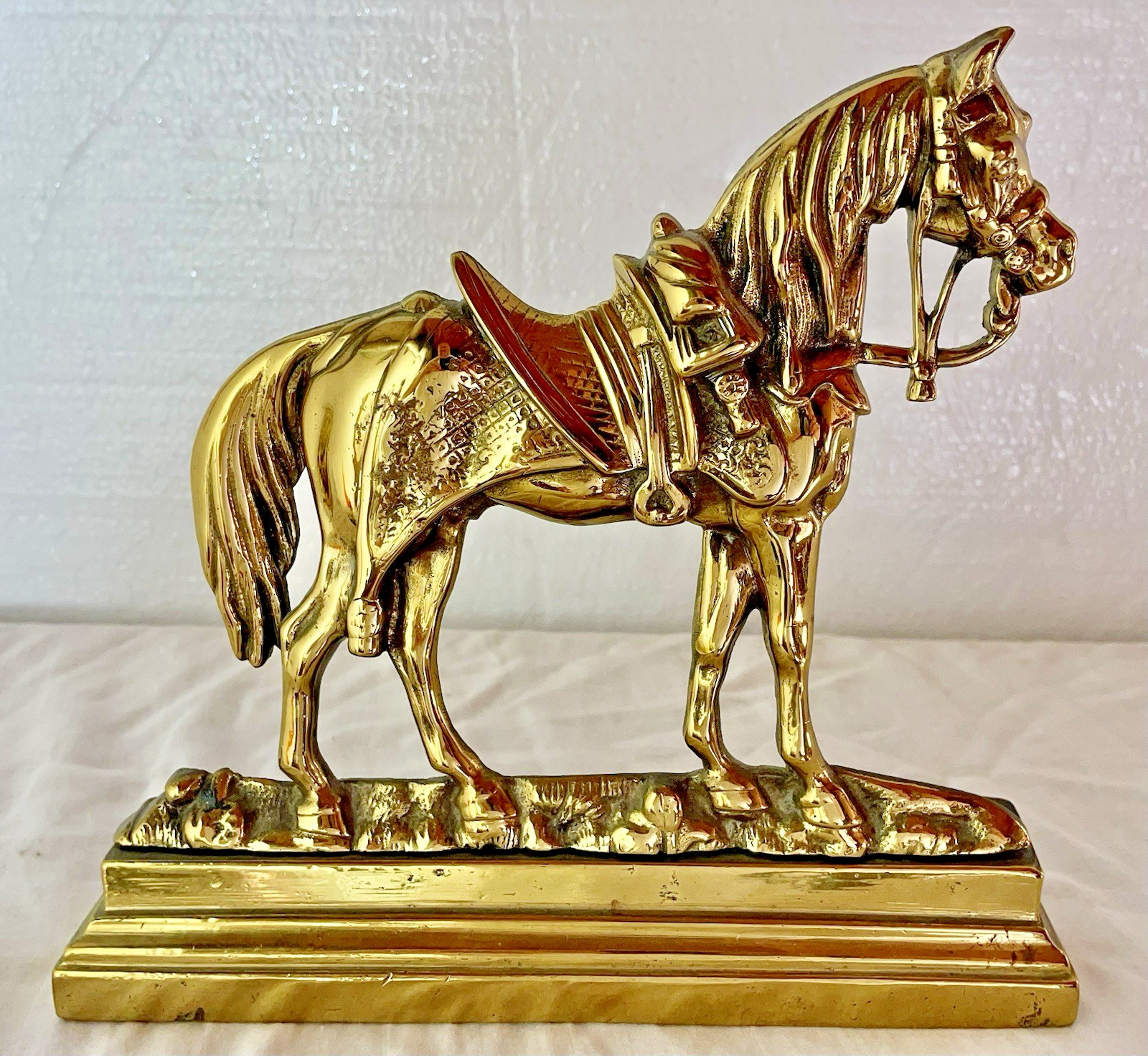 Authentic English Made Solid Brass Horse Chimney Ornament Doorstop Mantle Piece