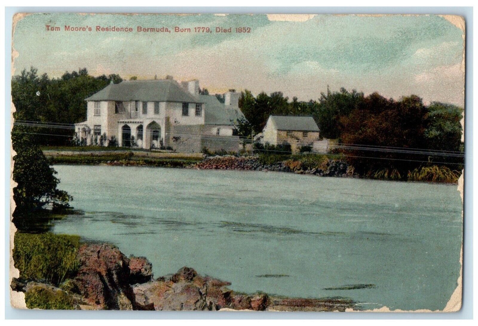 1909 River View in Front of Tom Moore\'s Residence Bermuda Unposted Postcard