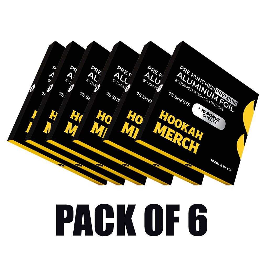 6 Pack Premium Aluminum Hookah Foil Pre Cut Pre Punch 6\
