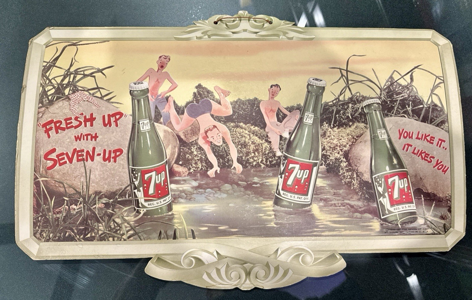 1946 Very Rare 7 UP Cardboard Die Cut  Festoon