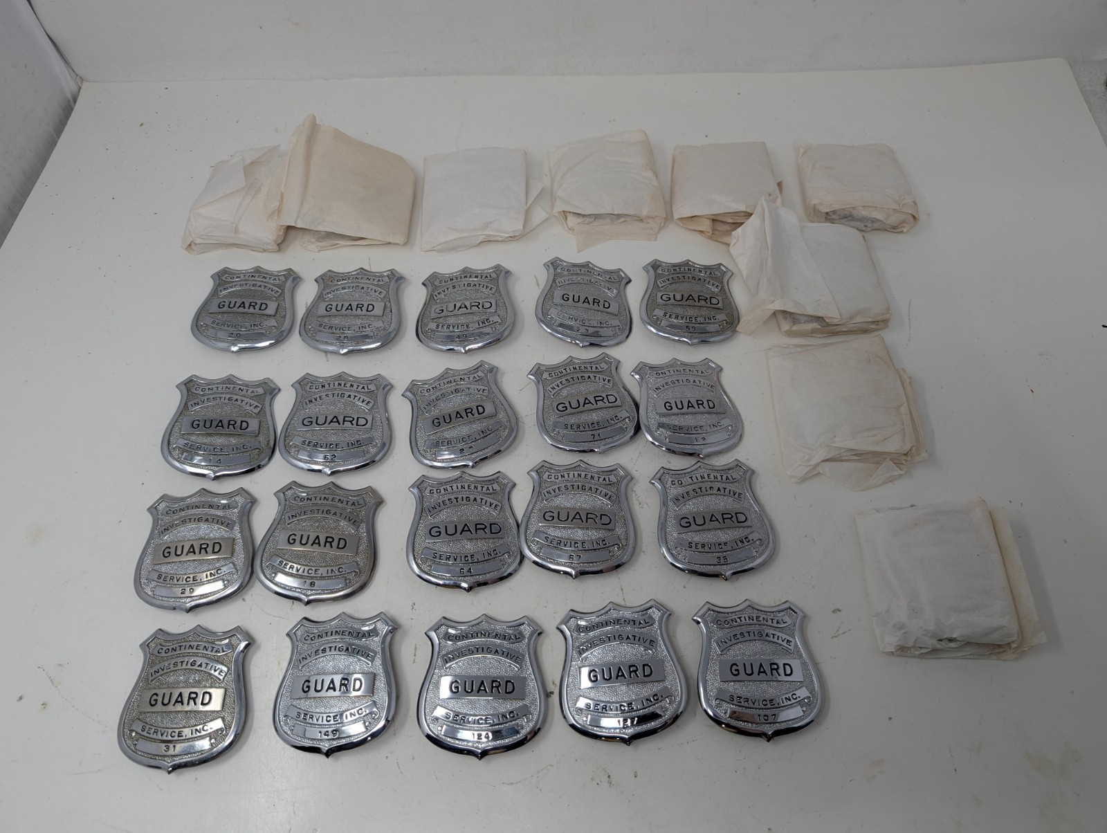 Vintage Obsolete Continental Investigative Guard Service Badges Lot of 38 (304)