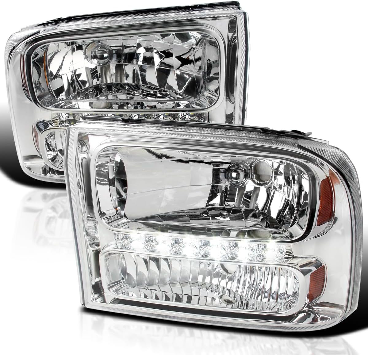 1Pc Chrome Clear Led Headlights 1Pc Chrome Clear Led Headlights
