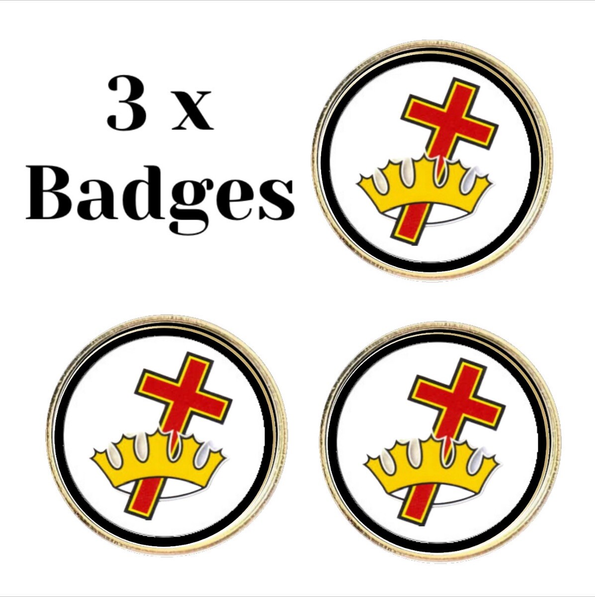 3 x Round Royal Black Preceptory (BU) Lapel Pin Badges 3 x Round Royal Black Preceptory (BU) Lapel Pin Badges