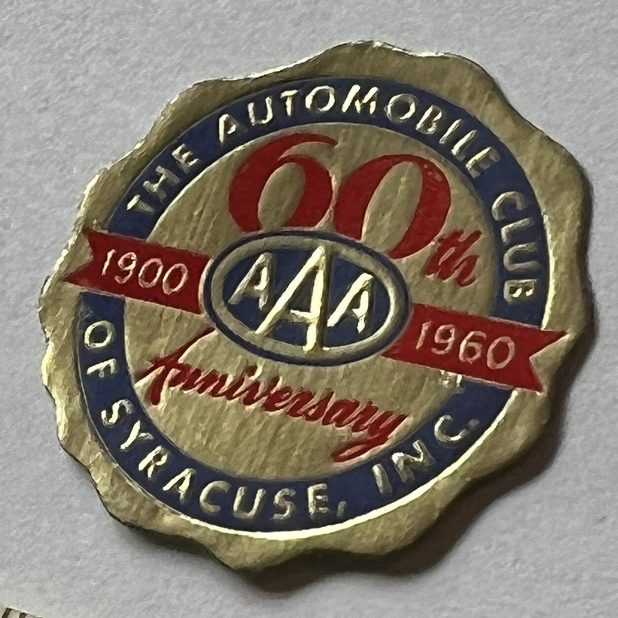 1960 AAA 60TH ANNIVERSARY AUTOMOBILE CLUB OF SYRACUSE DECAL ADHESIVE STICKER
