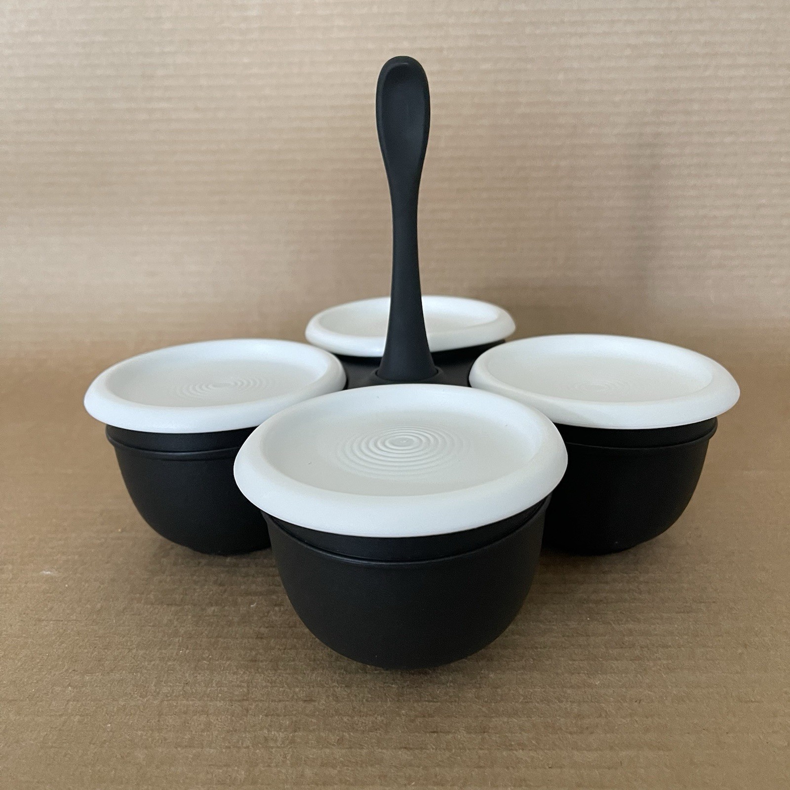 Tupperware Essentials Condiment Caddy Blossom Server Black #7222 Dips Toppings
