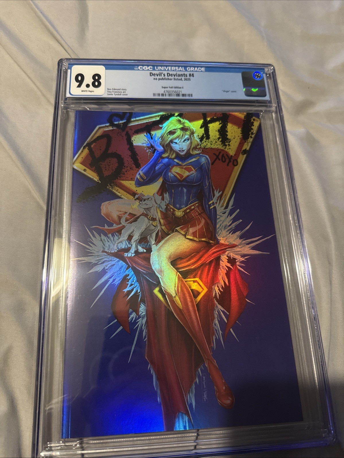 Devils Deviants #4 CGC 9.8 Jamie Tyndall Super Girl Virgin Foil Cover Devils Deviants #4 CGC 9.8 Jamie Tyndall Super Girl Virgin Foil Cover