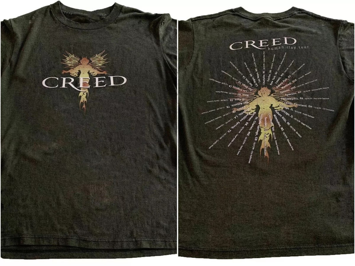 Creed 1999 Human Clay Tour 2 Side Concert Cites Tour Black T-shirt 15D470