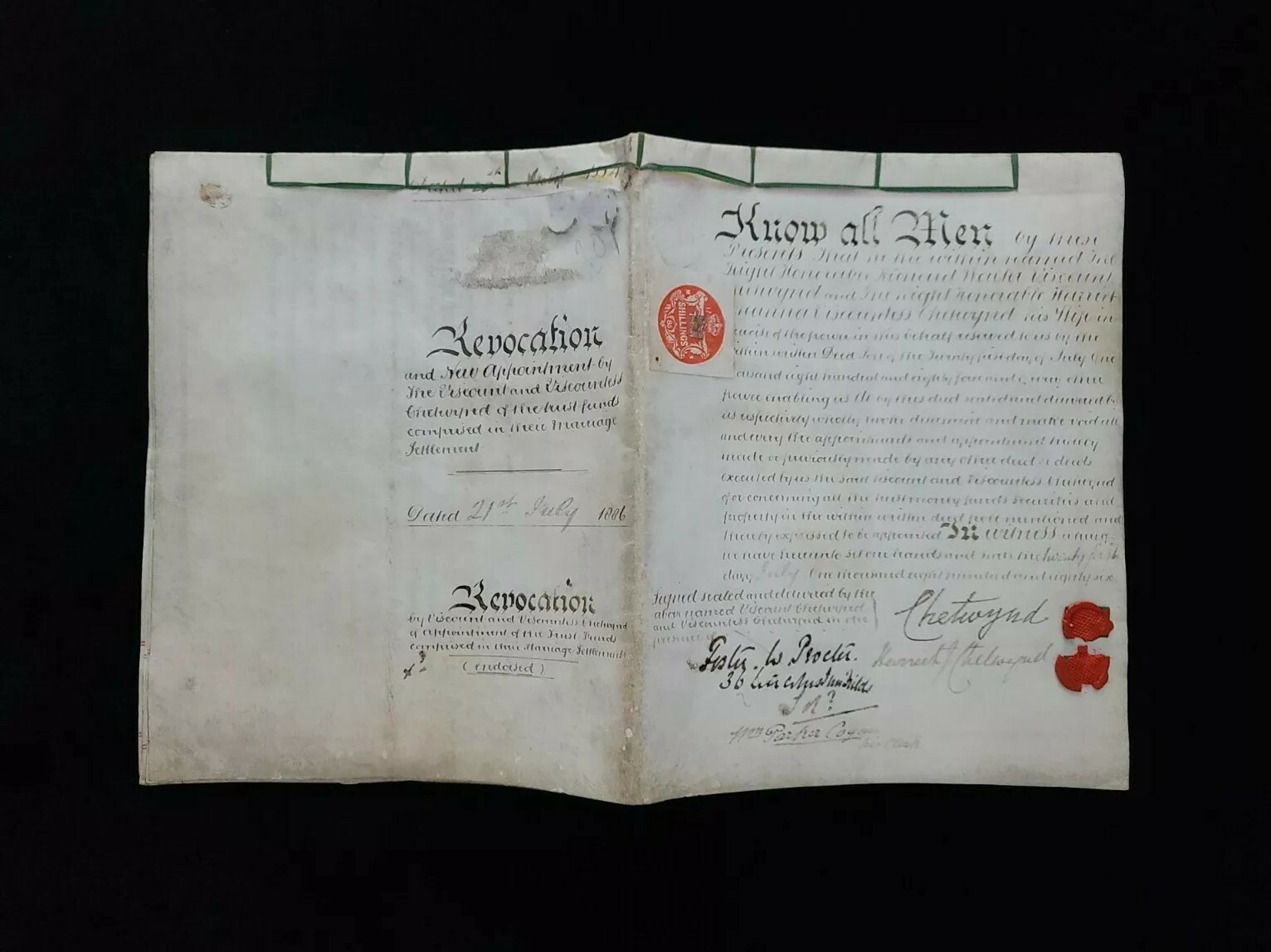 Richard Walter 6th Viscount Viscountess Chetwynd Signed Document Ireland Royalty