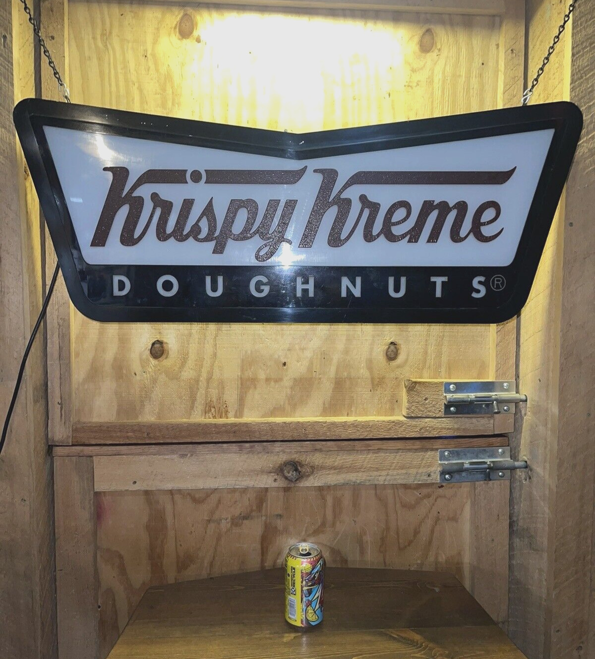 Vintage Krispy Kreme Doughnuts LARGE Hanging Ceiling Store Light Sign RARE