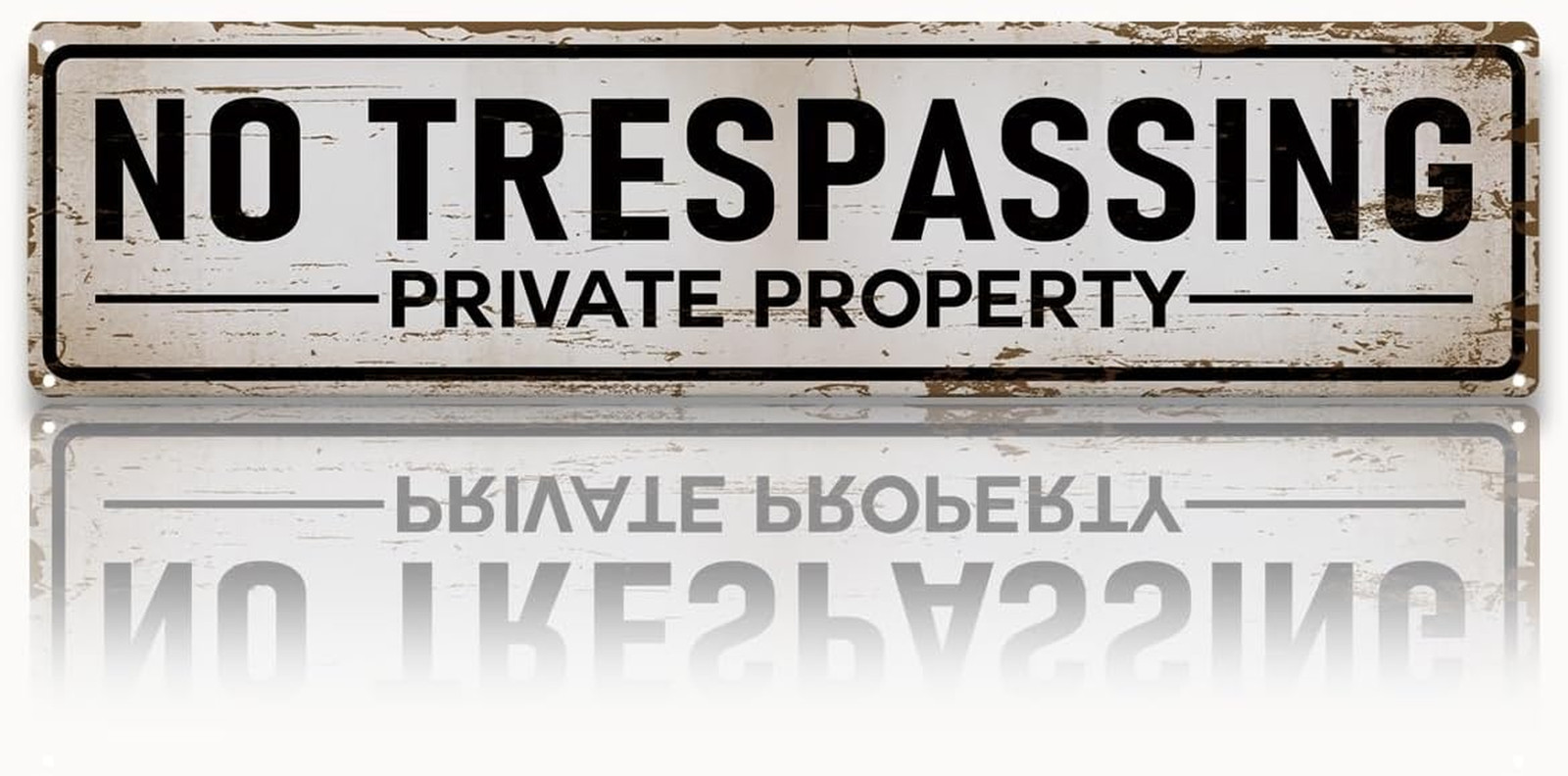 Vintage Metal Tin Warning Sign, No Trespassing Private Property Sign, Securit...