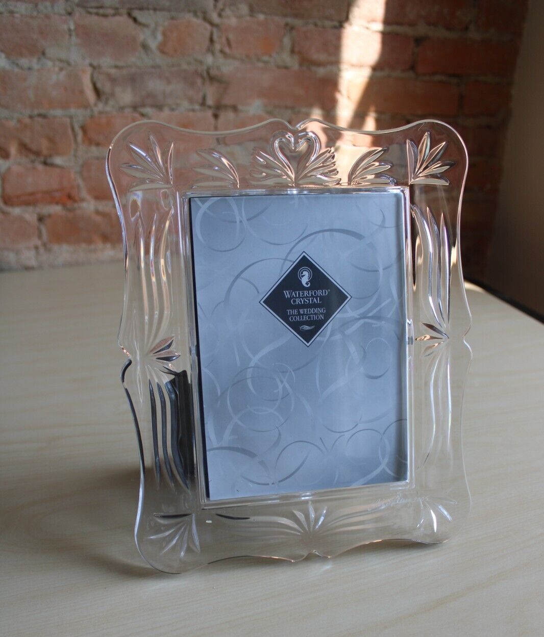 WATERFORD CRYSTAL WEDDING HEIRLOOM 5X7 PICTURE FRAME SWANS LUXURY Signed Artist