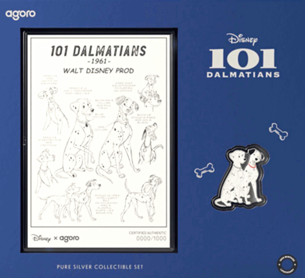 2026 Agoro Disney 101 Dalmatians 5g Silver Foil and ½ oz Silver Collectible Set