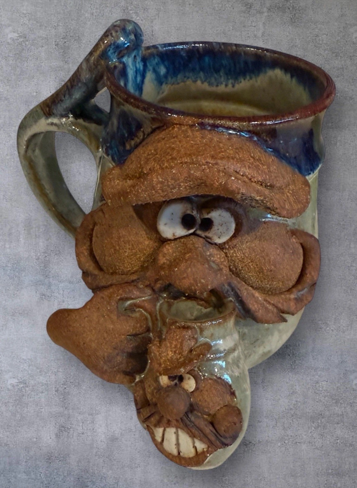 Vintage Robert Eakin Studio Pottery Face Mug Inception Mug Holding Mug Stoneware