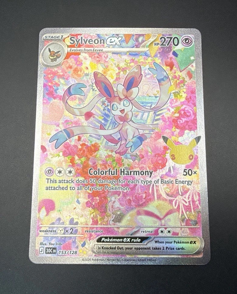 Pokémon 30th Celebration Sylveon ex 153/128 SIR Special Illustration Rare NM