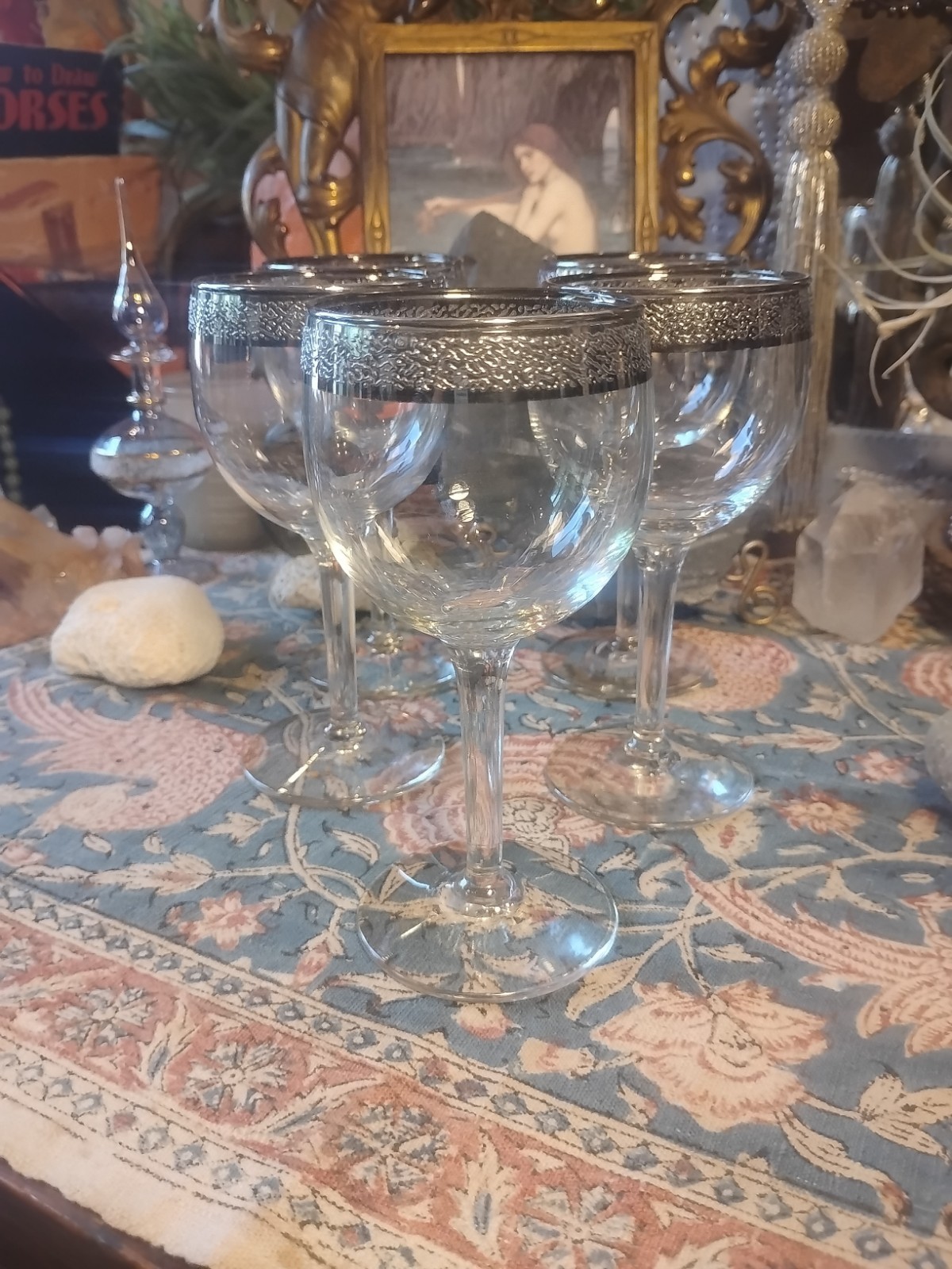 Set Of 5 Wine Glasses Bohemian Tyrol Pattern by Culver Collection Mid Century Set Of 5 Wine Glasses Bohemian Tyrol Pattern by Culver Collection Mid Century
