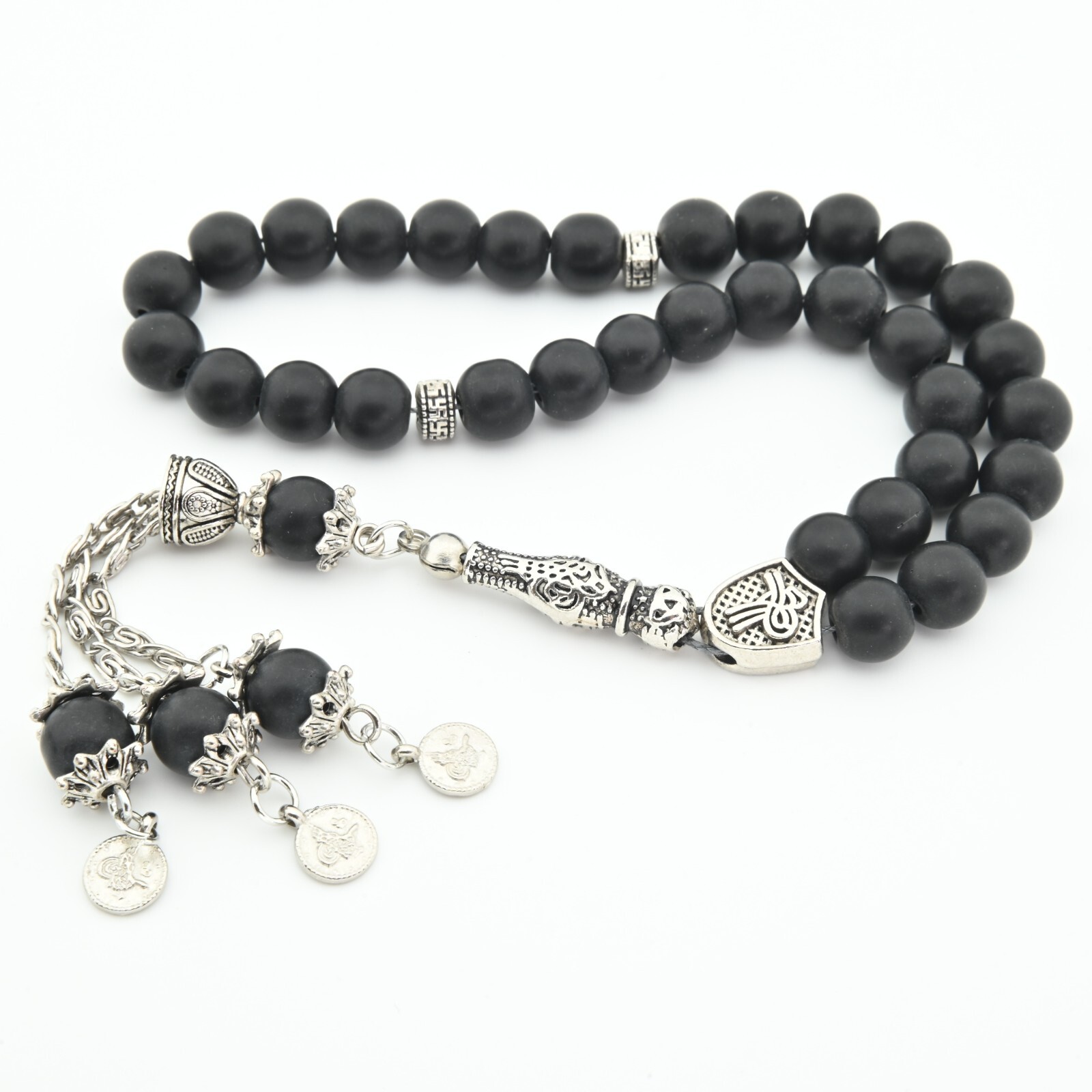 Dull mat Onyx Stone 33 bead Islamic Prayer Bead Misbaha Tesbih Turkey 123012