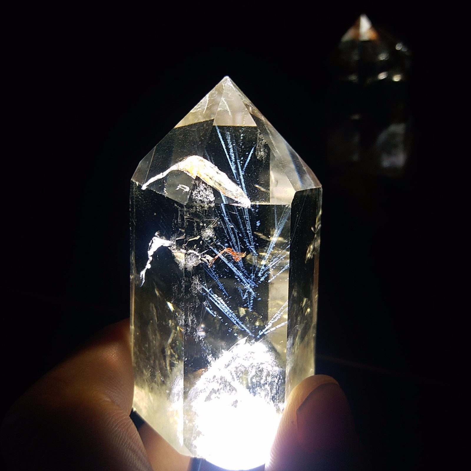 144g Rare natural  citrine angel feather quartz crystal tower healing  D166