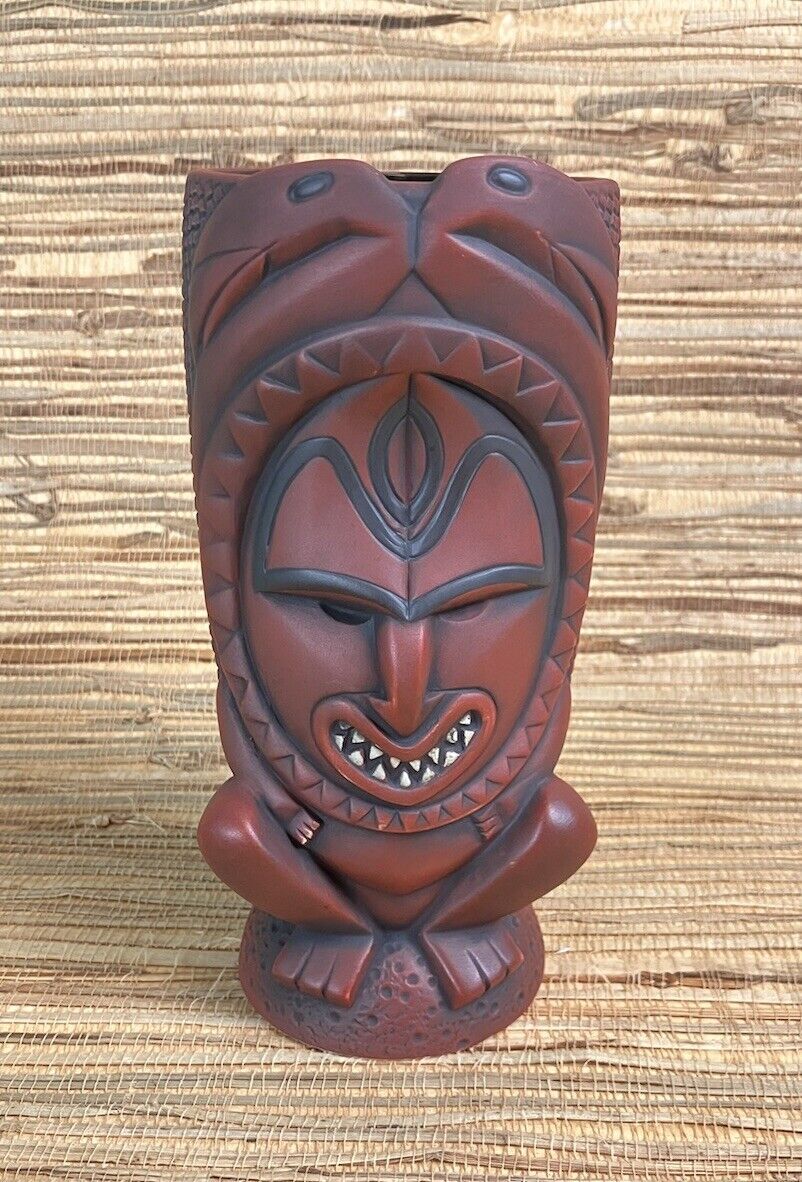 Papua-San Tiki Mug By Tiki Farm and Tank Red Tiki Bar New in Box Mask Red Glaze
