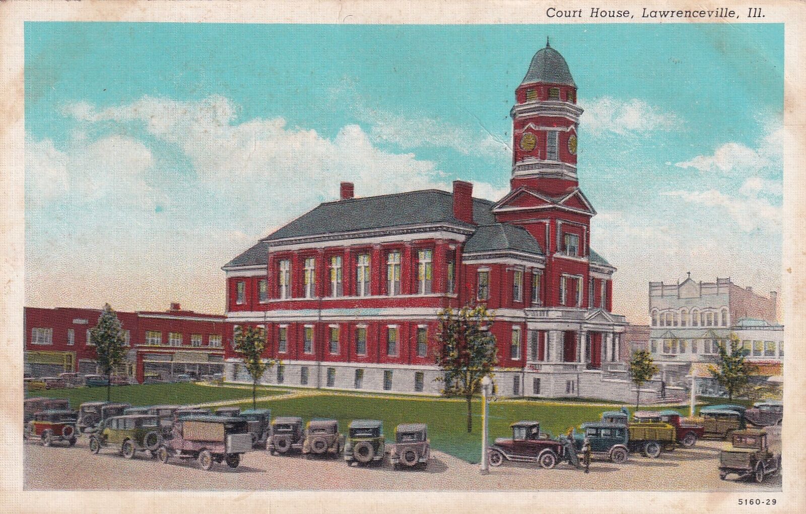 Lawrenceville Illinois IL Court House 1940 Salem Pierce City MO Postcard C38