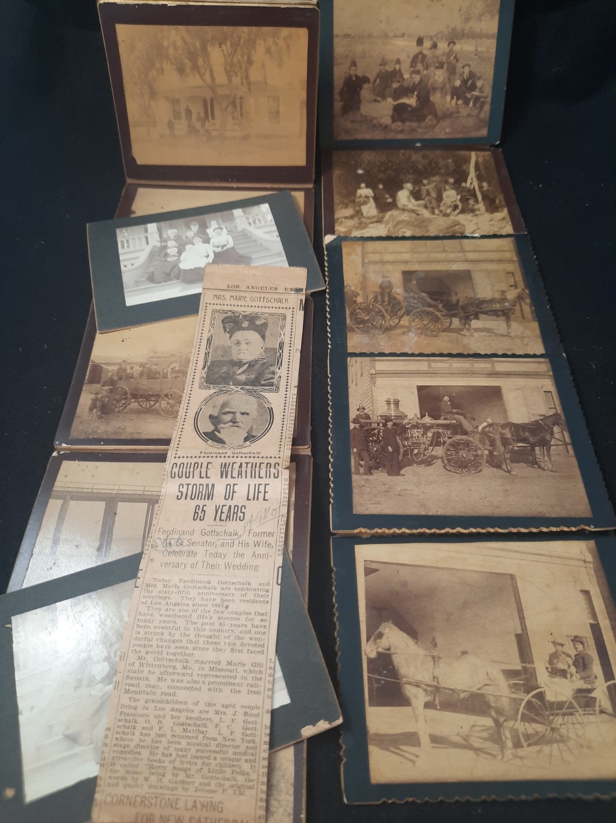 1890s California Matthay Photos Pioneer Gottschalk Family LA Fire dep. Engine #7