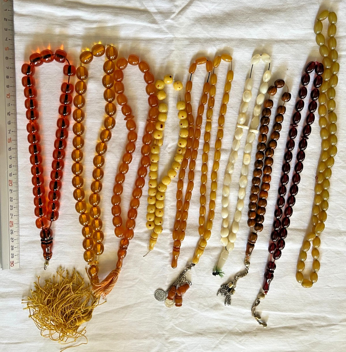 OLD ANTIQUE ISLAMIC USED COLLECTION OF TASBIH BAKELITE??? CATALIN ???