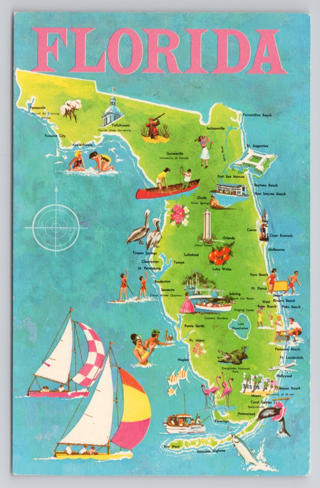 Postcard Greetings From Florida The Sunshine State Multi View