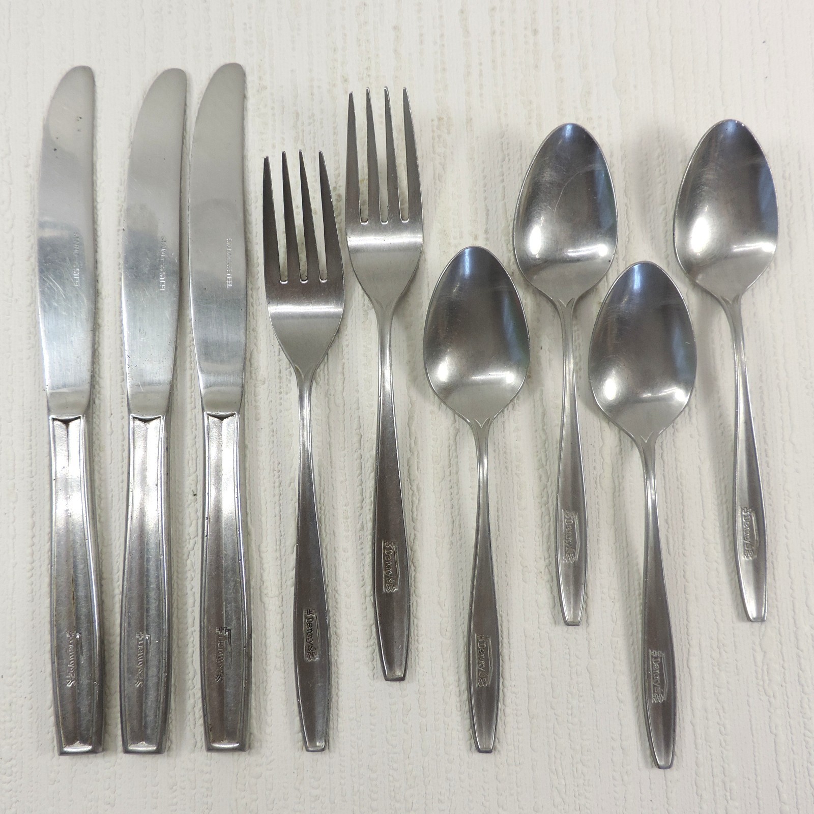 Vintage Denny's Restaurant Knives Spoons Forks Logo Stainless Steel Korea