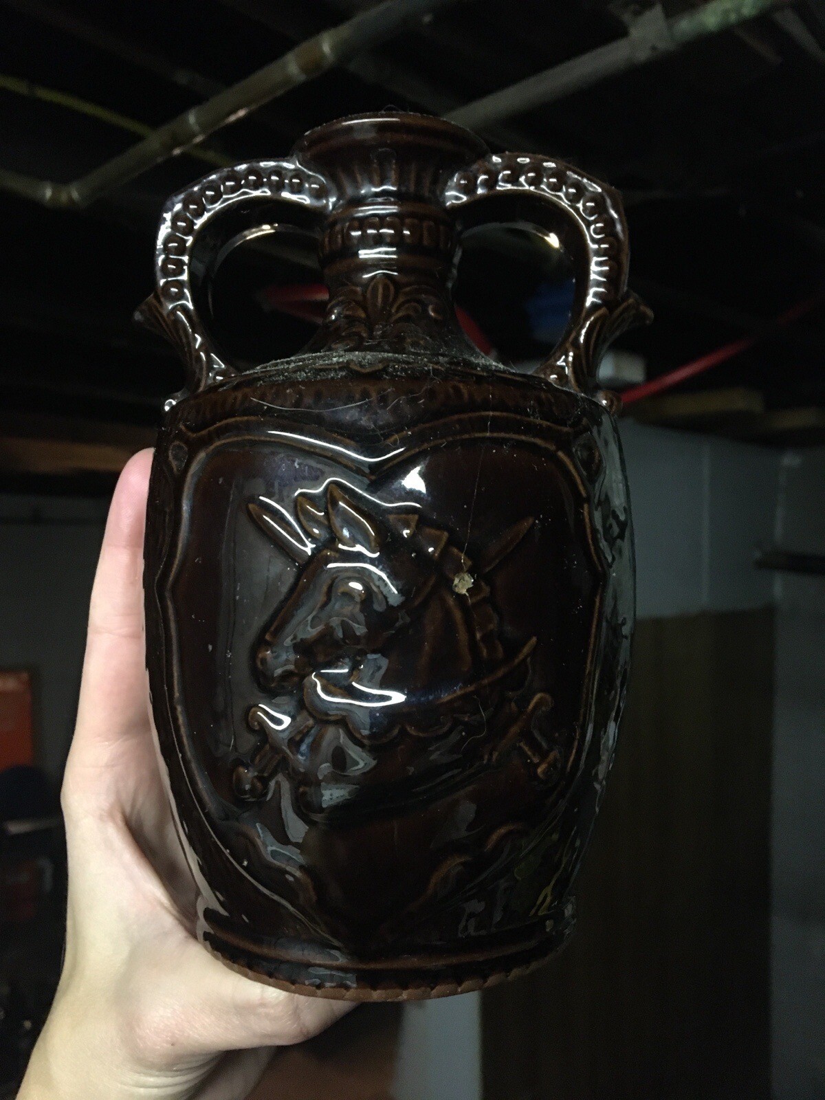 Vintage Stunning MUSICAL Ceramic Pottery Ring Circle Jug Wine Liquor Decanter