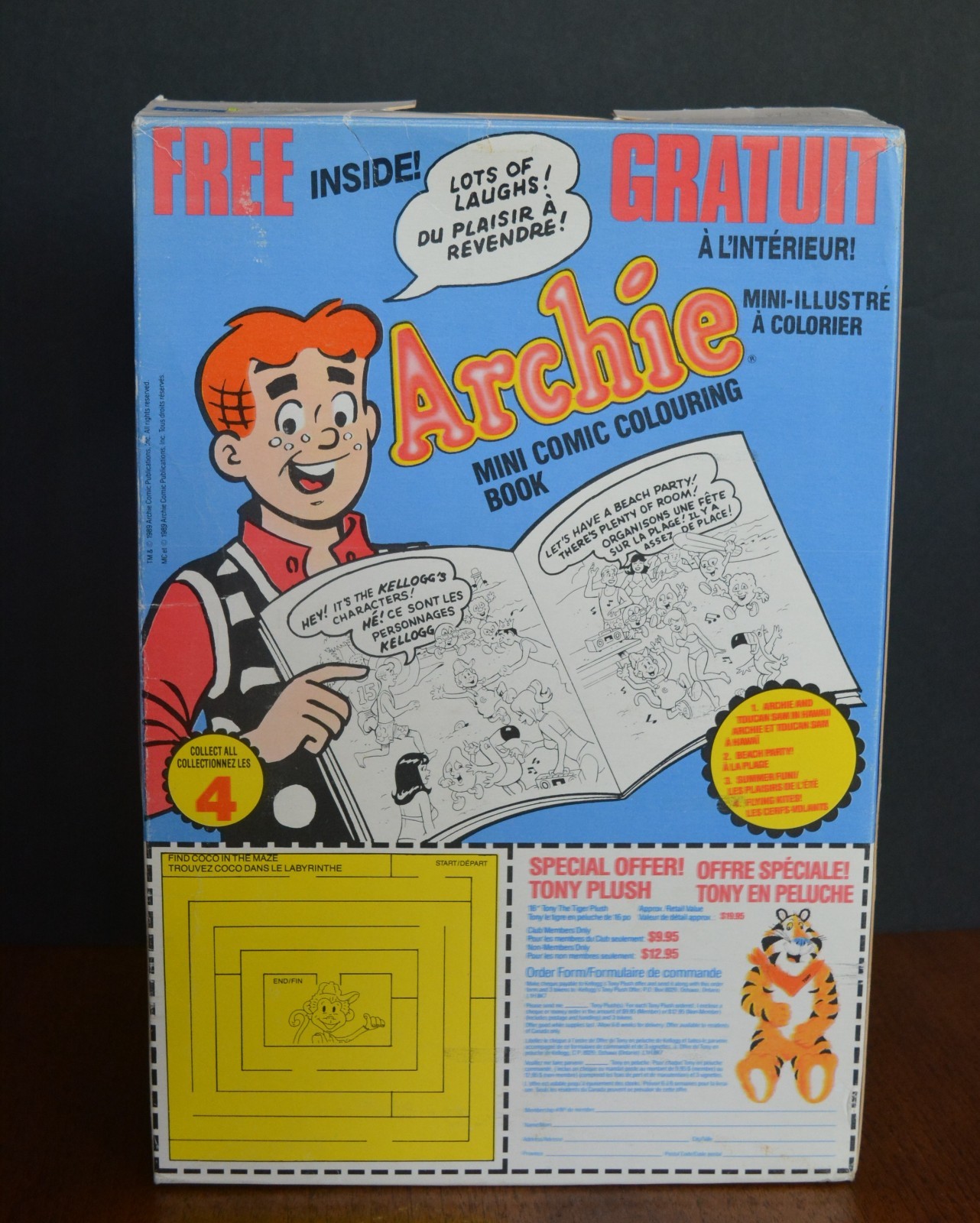 VTG 1988 KELLOGG\'S Coco Crunchies Cereal Box ARCHIES Canadian Release