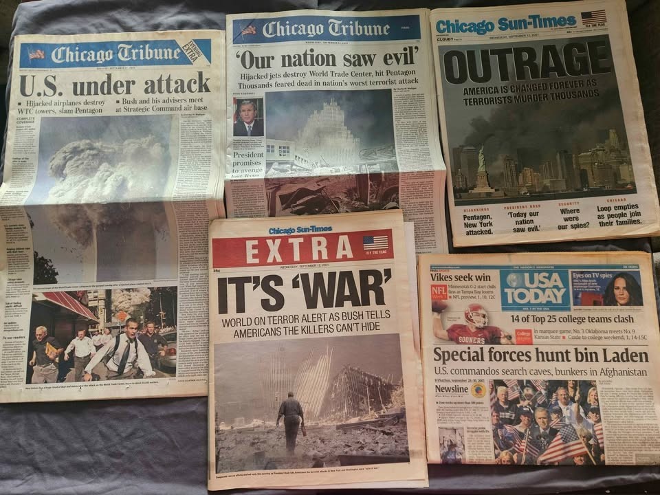 9/11 Newspaper Collection – Chicago Tribune, Sun-Times & USA Today – Lot of 5