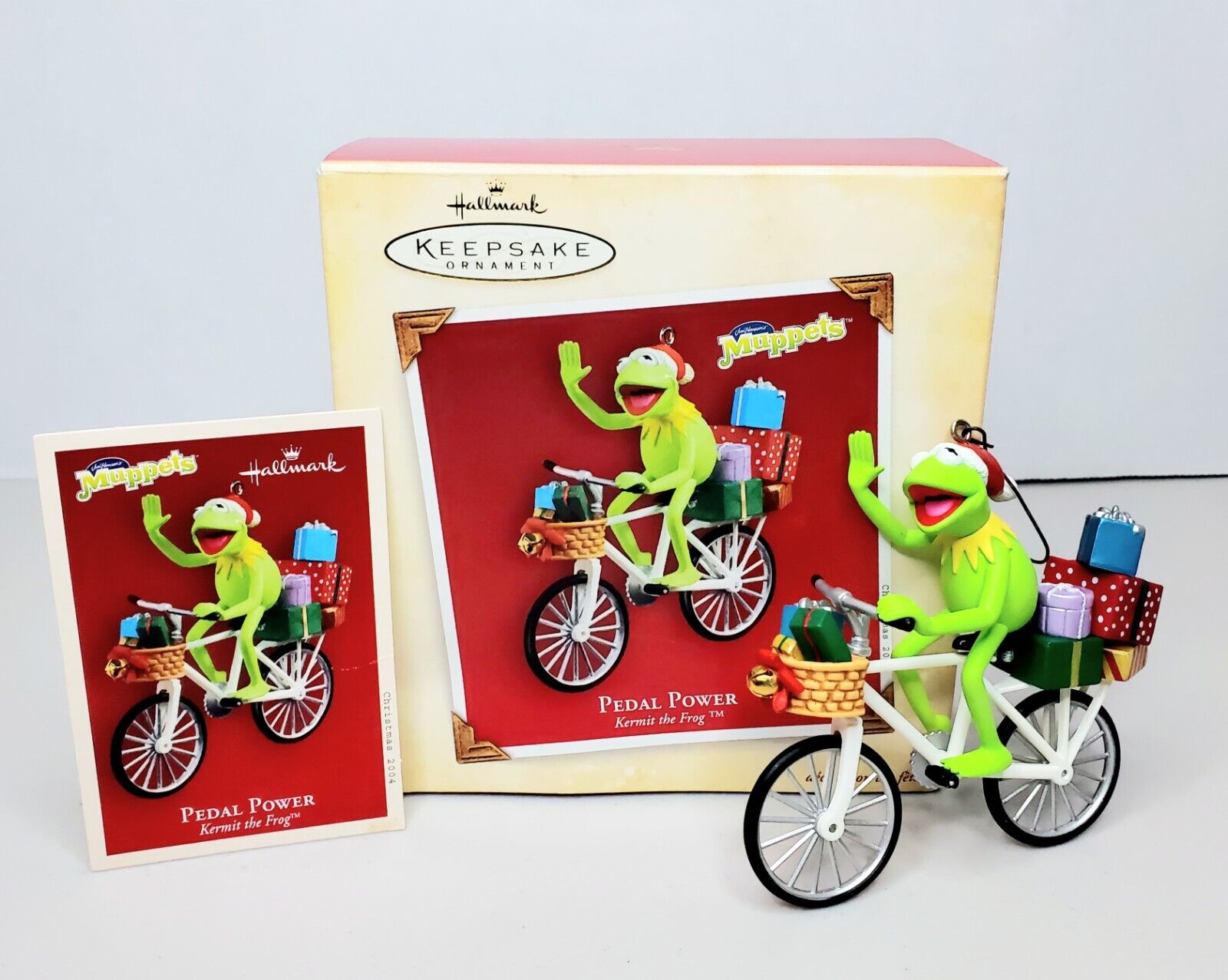 Vintage Hallmark Ornament Muppets Kermit the Frog Pedal Power ~ New In Box 2004