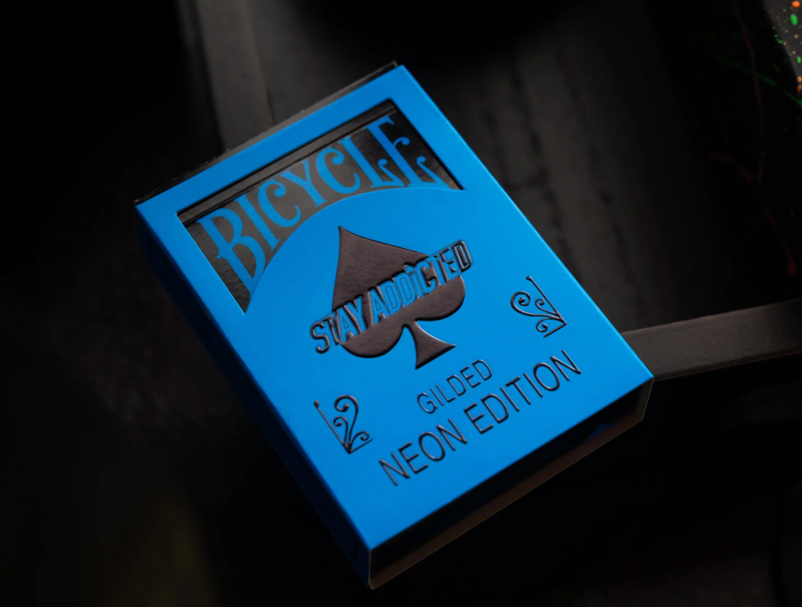 Prism Blue GILDED Bicycle Neon Cool-Blue Playing Cards | By: Card-Addiction.com