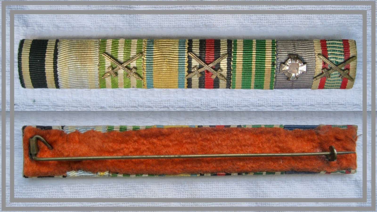 ORIGINAL German Saxon 8-Place Ribbon Bar ST HEINRICH - R. Lundstrom Collection