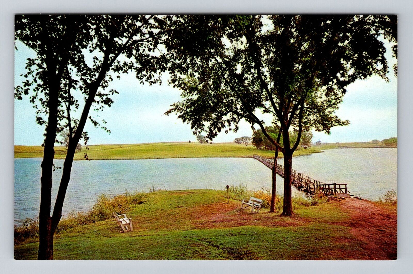 Fairfield IA-Iowa, Walton Lake, Golf Course, Antique Vintage Souvenir Postcard