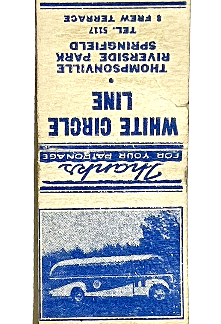 RARE 1940'S THOMPSONVILLE, RIVERSIDE PARK, SPRINGFIELD IL- WHITE CIRCLE BUS LINE