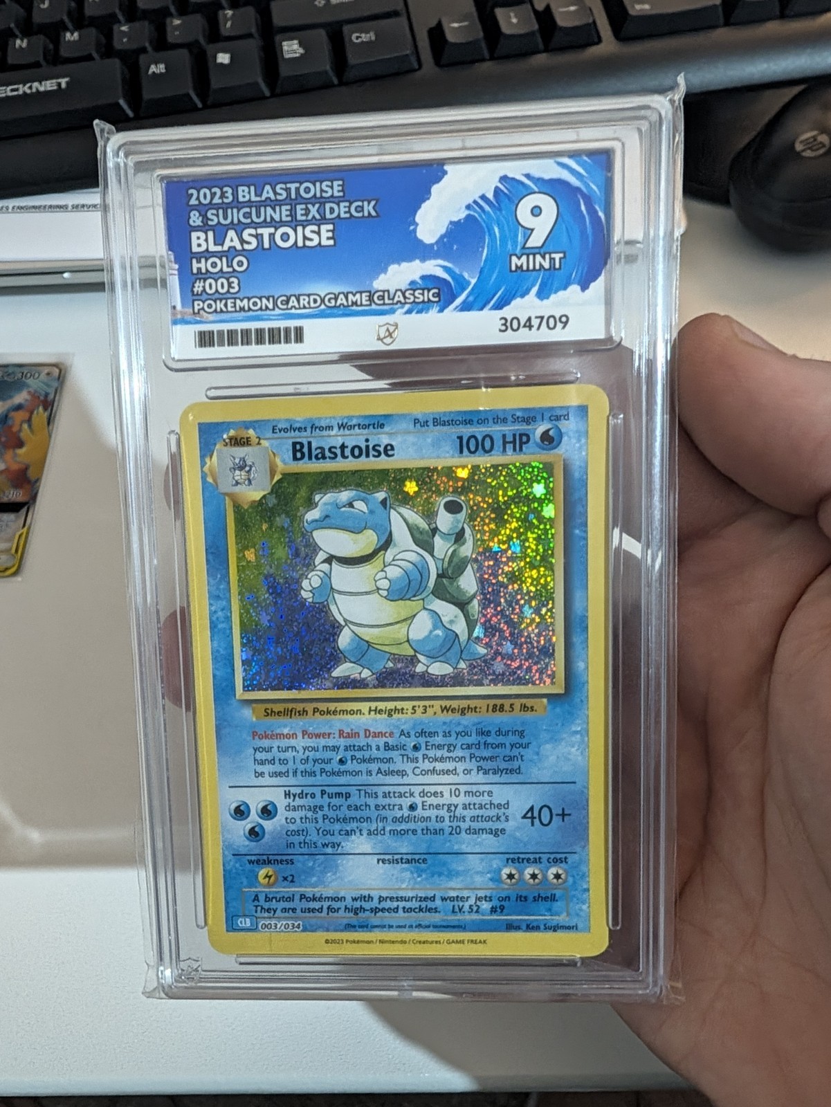 Blastoise 003/034 2023 Pokémon Card Game Classic Holo ACE Graded 9 Mint Poké TCG