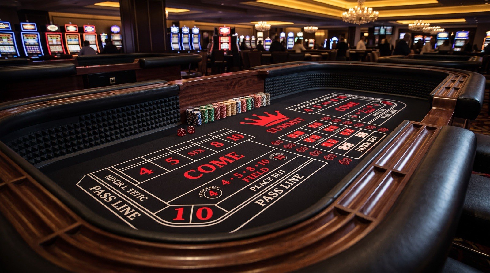 Premium Black & Red Craps Table Layout Felt 