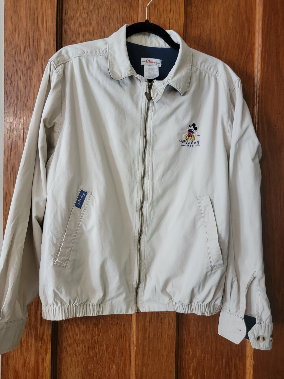 Vintage Disney Store 90s Mickey Mouse 1928 logo Light Tan Jacket Size Medium